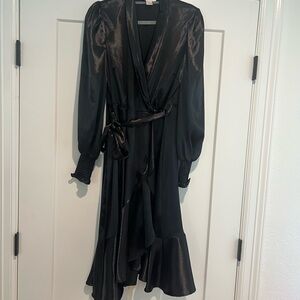 Rachel Parcell Black Bishop Sleeve Wrap Dress